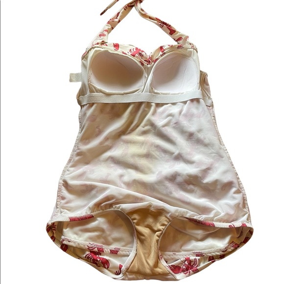 Esther Williams Red and White One Piece Swimsuit with Floral Design - Picture 11 of 15